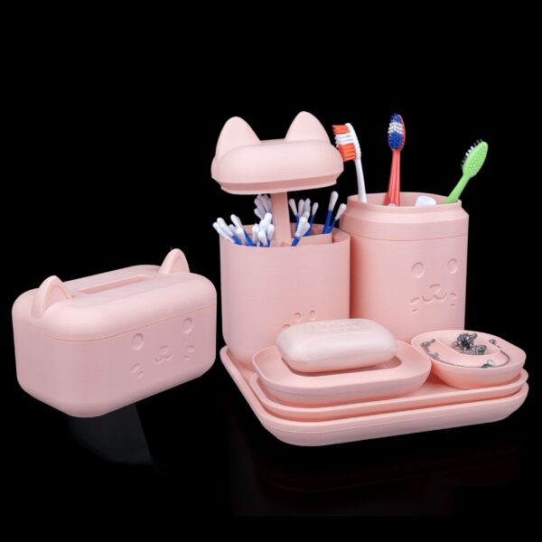 Zestaw Łazienkowy KOT 6w1 w różowym kolorze