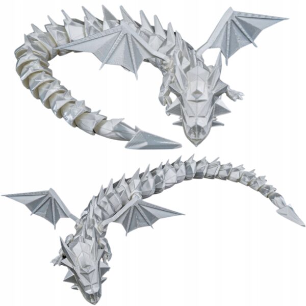 Kryształowy Smok – figurka fantasy 35 cm z ruchomymi skrzydłami
