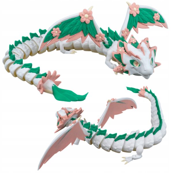 Smok Cesarzowa Kwiatów – Figurka Fantasy 35 cm z kwiatowymi zdobieniami