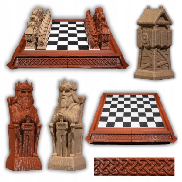 Szachy Wikingowie – figurki kolekcjonerskie na szachownicy 30x30 cm