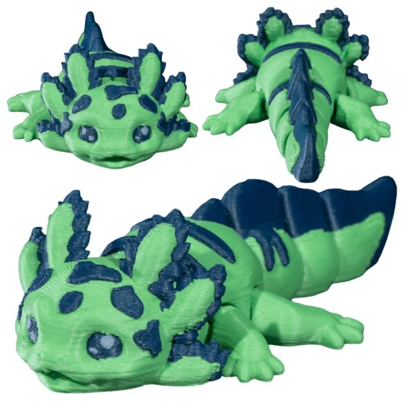figurka aksolotl zielono-granatowy 3D kolekcjonerska