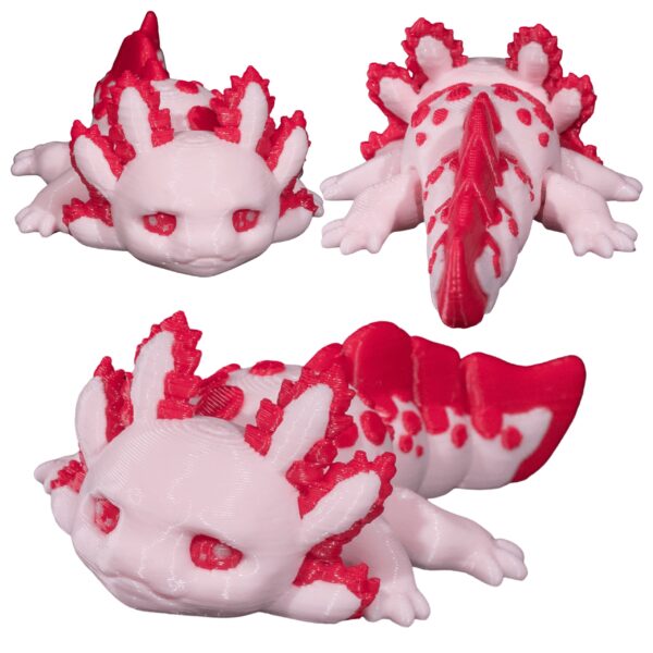 ozdobny model aksolotla na biurko różowo-czerwony