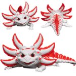 figurka aksolotl biało-czerwony 3D kolekcjonerska