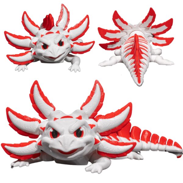 figurka aksolotl biało-czerwony 3D kolekcjonerska