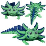 figurka aksolotl zielono-niebieski 3D kolekcjonerska