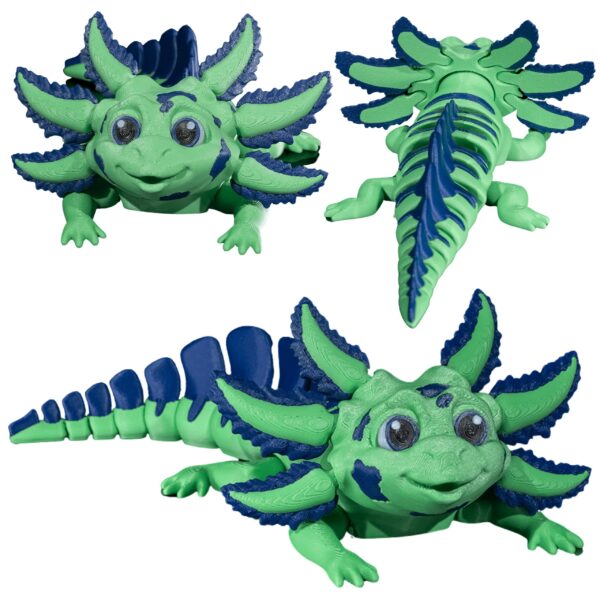 figurka aksolotl zielono-niebieski 3D kolekcjonerska