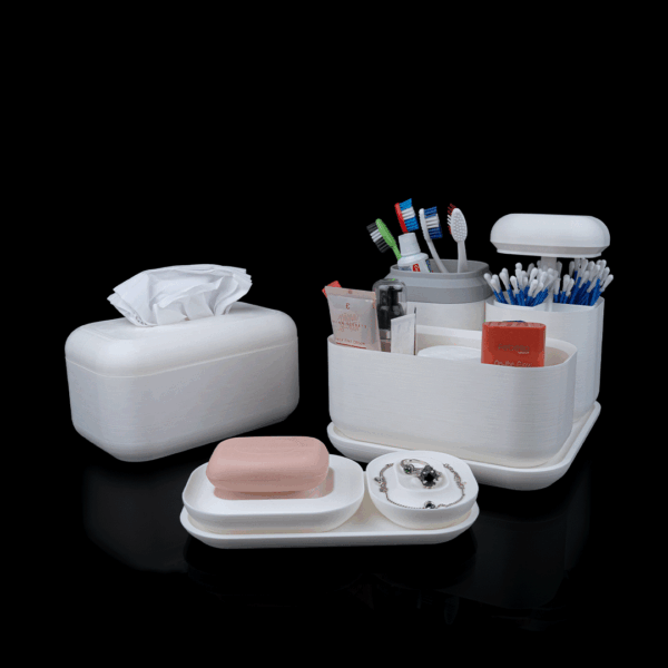 Zestaw Łazienkowy 6w1 PREMIUM Organizer – Minimalistyczny Biały