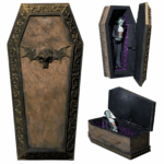figurka Dracula w trumnie ozdoba halloween