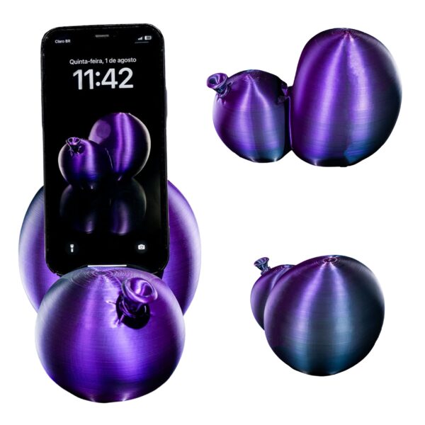 fioletowy stojak na telefon w kształcie balonika