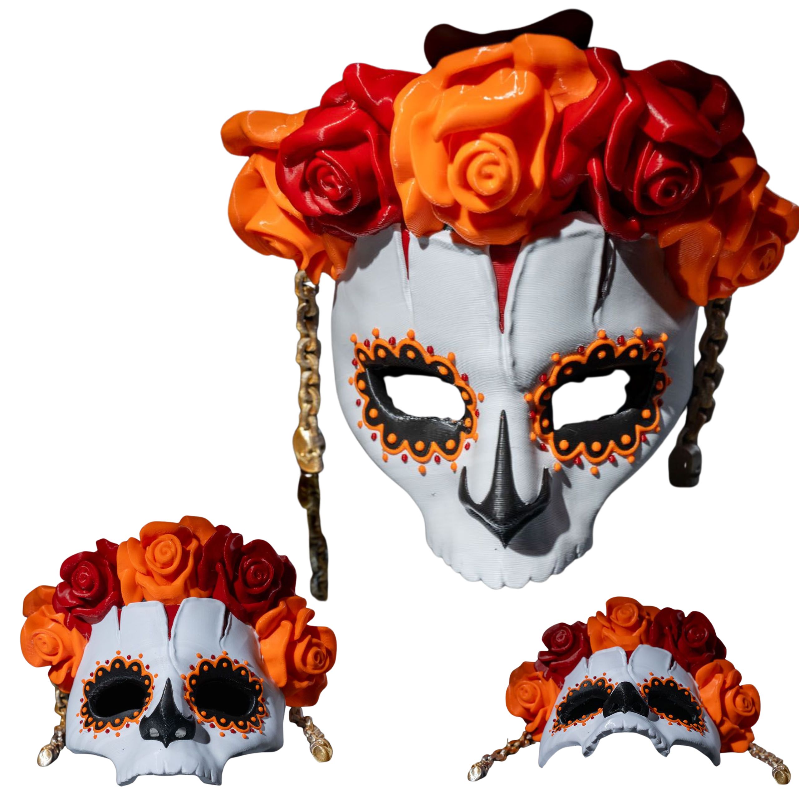 1 halloweenowa maska czaszka z kwiatami