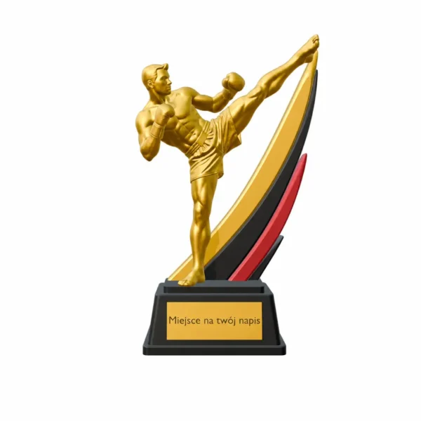 Statuetka kickboxing z personalizacją – wysokie kopnięcie